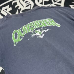 Quiksilver Navy Blue Tee with Green Center Hit Logo